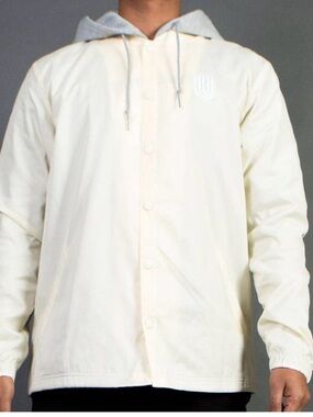 Undefeated Hooded Coaches Jacket in Off White